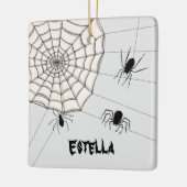 Personalisierte graue Spinnen Halloween Keramikornament (Links)
