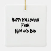 Personalisierte graue Spinnen Halloween Keramikornament (Rückseite)