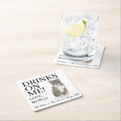 Personalisierte graue Tabby Cat Wedding Rechteckiger Pappuntersetzer (Vor Ort)