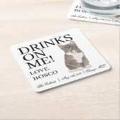 Personalisierte graue Tabby Cat Wedding Rechteckiger Pappuntersetzer (angewinkelt)