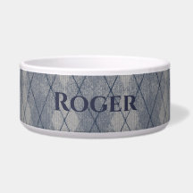 Personalisierte graue und blaue Argyle-Optik-Hunde
