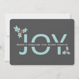 Personalisierte Graue und orangefarbene Freude und Feiertagskarte