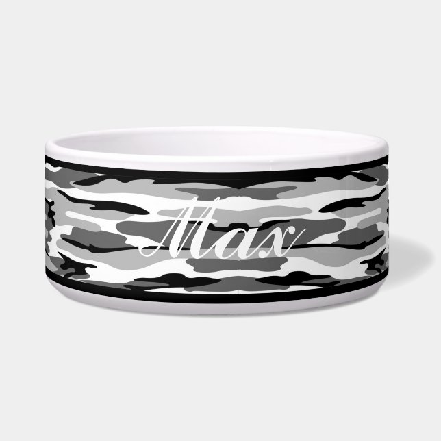 Personalisierte graue und schwarze Camouflage Pet  Napf (Vorderseite)