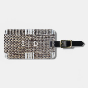 Personalisierte graue und weiße Imitate Burlap Gepäckanhänger