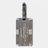 Personalisierte graue und weiße Imitate Burlap Gepäckanhänger (Rückseite vertikal)