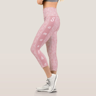 Personalisierte graue und weiße Spitzen-Leggings Capri Leggings