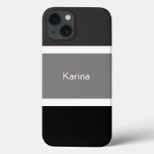Personalisierte, graue und weiße Streifen Case-Mate iPhone Hülle (Rückseite)