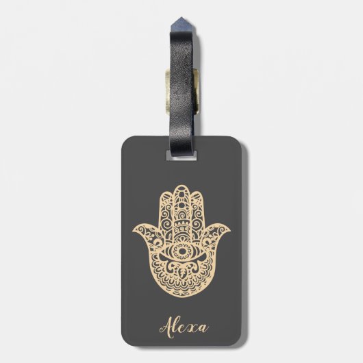 Personalisierte graue viel Glück-Geschenk Hängemat Gepäckanhänger (Rückseite vertikal)