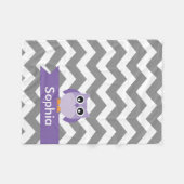 Personalisierte graue Zickzack lila Eule Fleecedecke (Vorderseite (Horizontal))