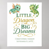 Personalisierte Green Dragons Birth Stats Baby Boy Poster (Vorne)