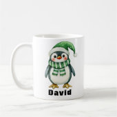 Personalisierte Green Hat Penguin Individuelle Nam Kaffeetasse (Links)