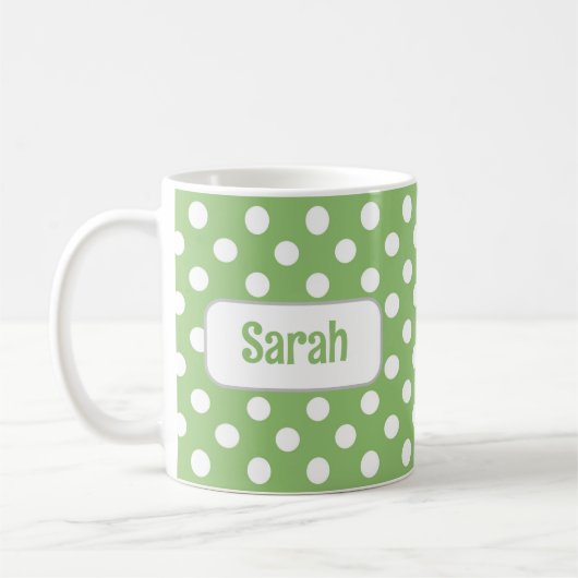 Personalisierte Green Polka Dot Tasse (Links)