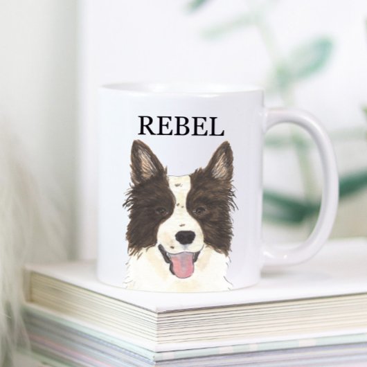 Personalisierte Grenz-Collie-Getränkekarte Kaffeetasse
