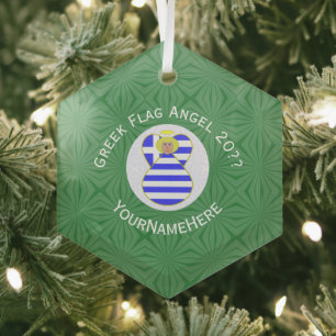 Personalisierte griechische Blondinen-Engel-Weihna Ornament Aus Glas