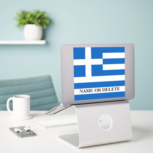 Personalisierte griechische Flagge Aufkleber (Laptop auf Schreibtisch)