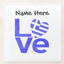 Personalisierte griechische Flagge Herz Blau LOVE