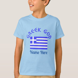 Personalisierte griechische Gott-Flagge Jungen-Erb T-Shirt