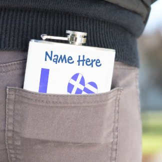Personalisierte griechische Liebesflagge Herz Flachmann