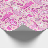 Personalisierte Grillecke Rosa und Hot Rosa Mode Geschenkpapier (Ecke)