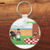 Personalisierte GRILLEN der Familie, Single Vater, Schlüsselanhänger (Vorderseite)