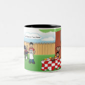 Personalisierte GRILLEN der Familie, Single Vater, Zweifarbige Tasse (Mittel)
