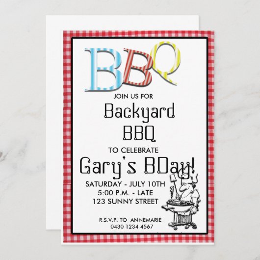Personalisierte GRILLEN Einladung (Vorne/Hinten)