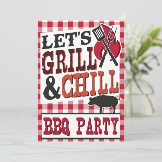 Personalisierte GRILLEN im Hinterhof Einladung (Stehend Vorderseite)
