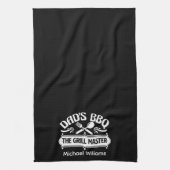 Personalisierte GRILLEN Vater aus Schwarz und Weiß Geschirrtuch (Vertikal)