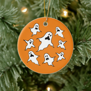 Personalisierte grimmige Halloween-Geister Tree Or Keramik Ornament
