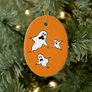 Personalisierte grimmige Halloween-Geister Tree Or Keramik Ornament