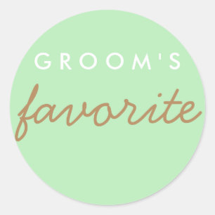 Personalisierte Grooms Lieblings-Minze-Grün Runder Aufkleber