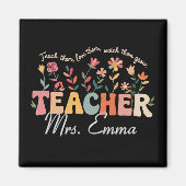 Personalisierte Groovy Blume Lehrer für maßgeschne Magnet (Vorne)
