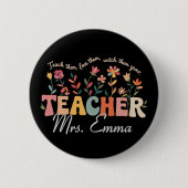 Personalisierte Groovy Blumen Lehrer Geschenk Button (Vorderseite)