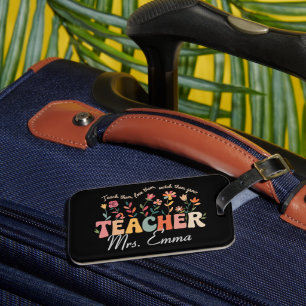 Personalisierte Groovy Blumen Lehrer Geschenk Gepäckanhänger