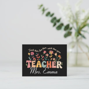 Personalisierte Groovy Blumen Lehrer Geschenk nach Visitenkarte