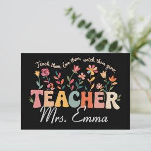 Personalisierte Groovy Blumen Lehrer Individuelles Dankeskarte