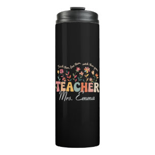 Personalisierte Groovy Flowers Lehrer Geschenk Thermosbecher