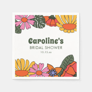 Personalisierte Groovy Rosa Florale Hochzeitsdusch Serviette