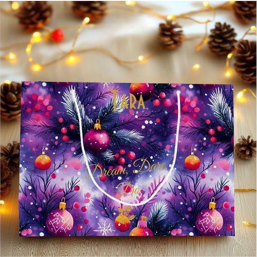 Personalisierte große Geschenktasche mit Lila Fest Geschenktüte