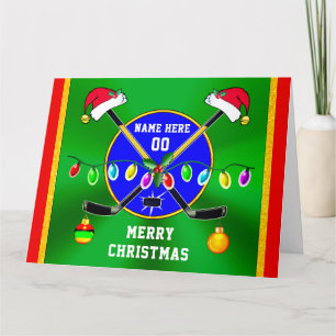 Personalisierte große Hockey-Weihnachtskarten, 3 G Karte