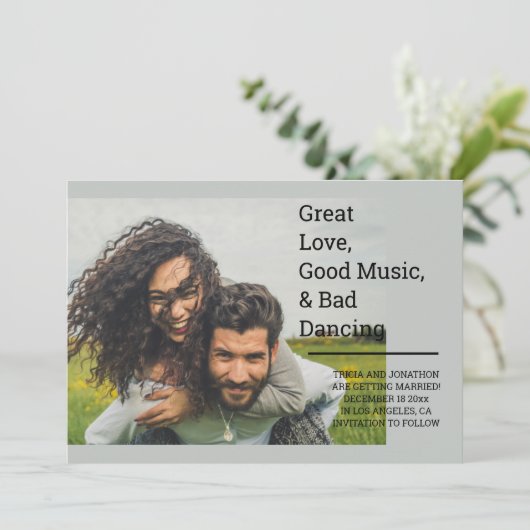 Personalisierte große Liebe, gute Musik und schlec Save The Date (Stehend Vorderseite)