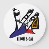 Personalisierte große runde Cartoon-Uhr Große Wanduhr (Vorderseite)