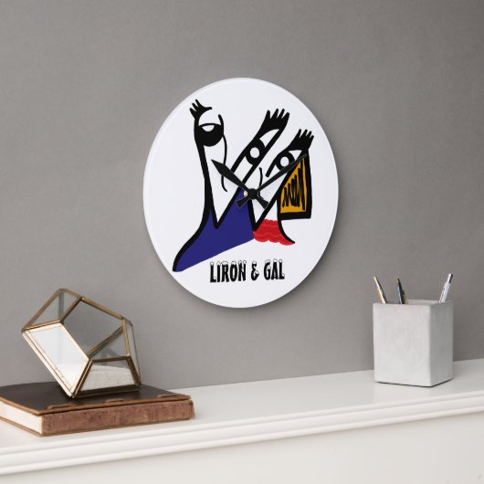Personalisierte große runde Cartoon-Uhr Wanduhr (Büro)