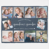 Personalisierte Großeltern 10 Foto-Collage Modern Fleecedecke (Vorderseite (Horizontal))
