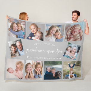 Personalisierte Großeltern 10 Foto-Collage Modern Fleecedecke