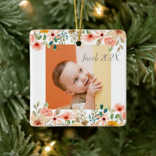 Personalisierte Großeltern Großkind Foto Keramikornament (Baum)