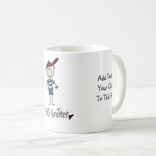 Personalisierte großer Bruder-T-Shirts und Kaffeetasse (VorderseiteRechts)