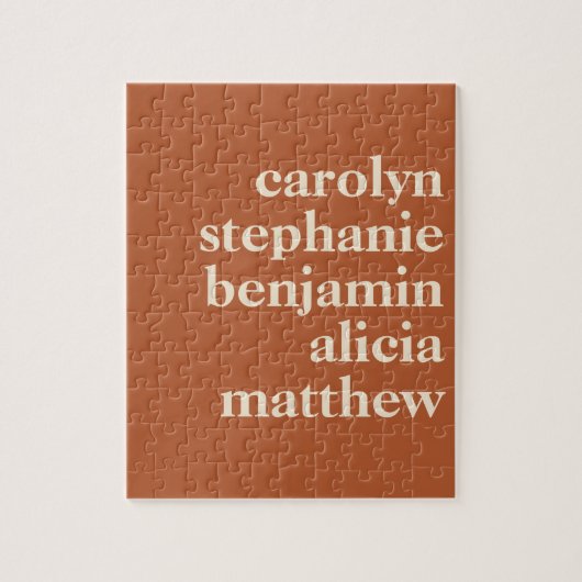 Personalisierte Großkinder-Namen in Rost Puzzle (Vertikal)