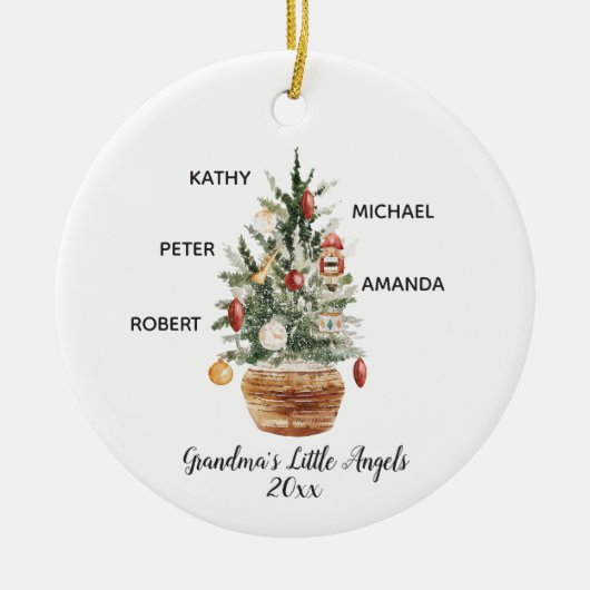 Personalisierte Großkinder Weihnachtsbaum Keramik Ornament (Vorne)