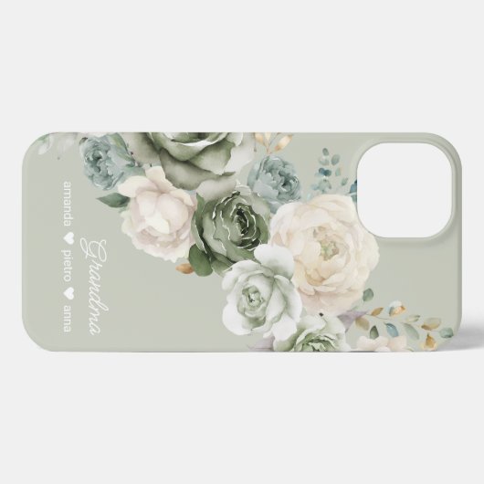 Personalisierte Großmutter Blumenstuhl Grün iPhone Hülle (Rückseite (Horizontal))